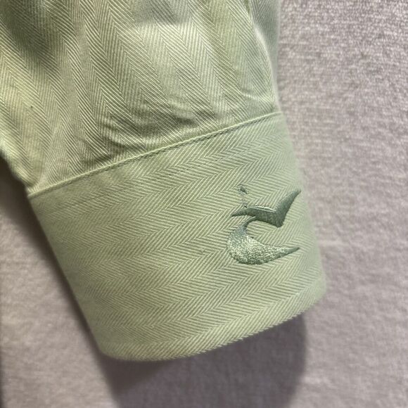 Bobby Jones Green Long Sleeve Button Down Collared Herringbone Shirt Mens Medium - Picture 8 of 16